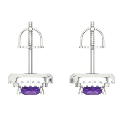 1.73cttw Amethyst Gold-Plated 925 Silver Screw Back Stud Earrings