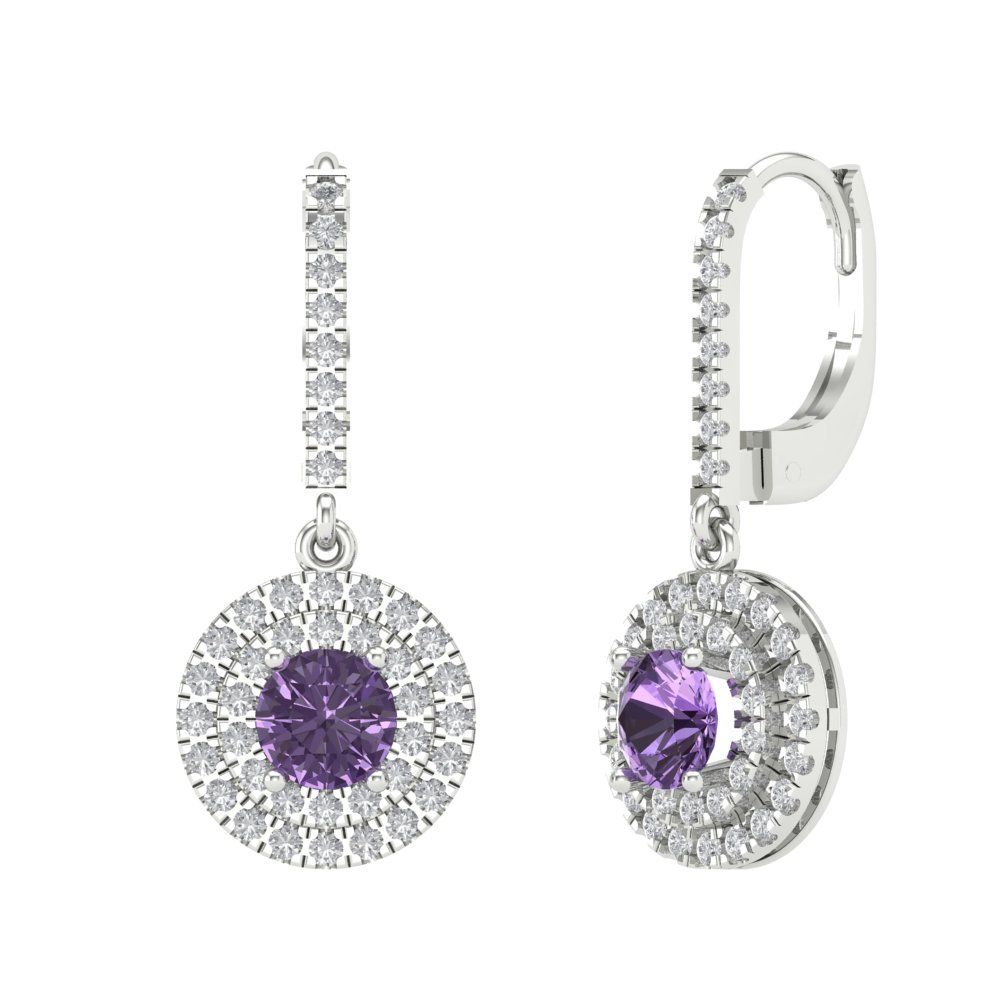 1.63cttw Alexandrite Gold-Plated 925 Silver Lever Back Drop Dangle Earrings