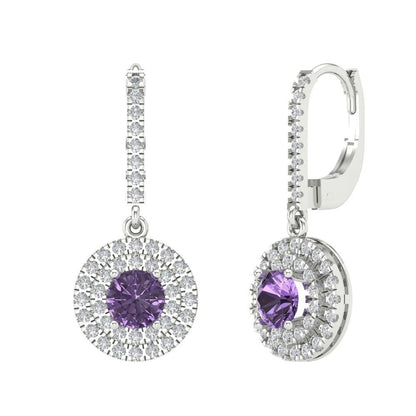 1.63cttw Alexandrite Gold-Plated 925 Silver Lever Back Drop Dangle Earrings