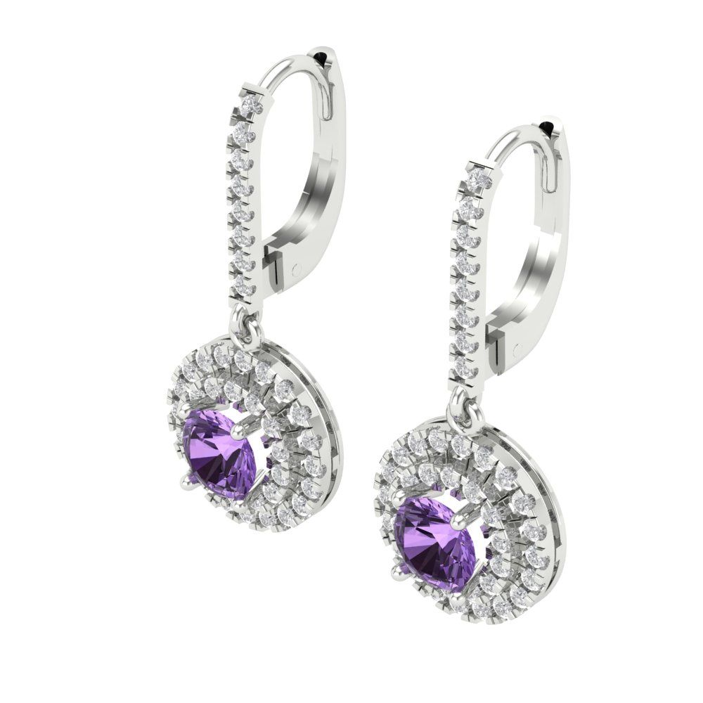 1.63cttw Alexandrite Gold-Plated 925 Silver Lever Back Drop Dangle Earrings