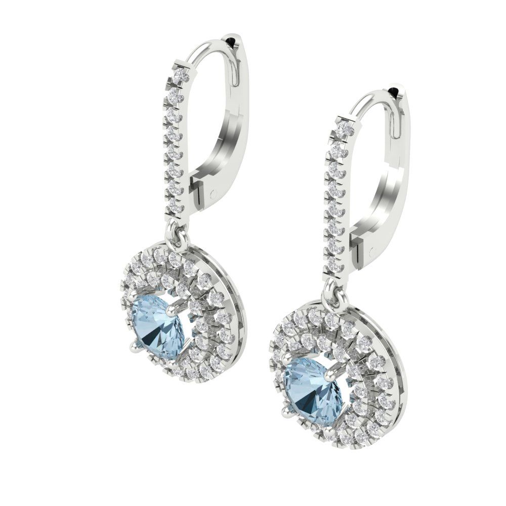1.63cttw Aquamarine Gold-Plated 925 Silver Lever Back Drop Dangle Earrings