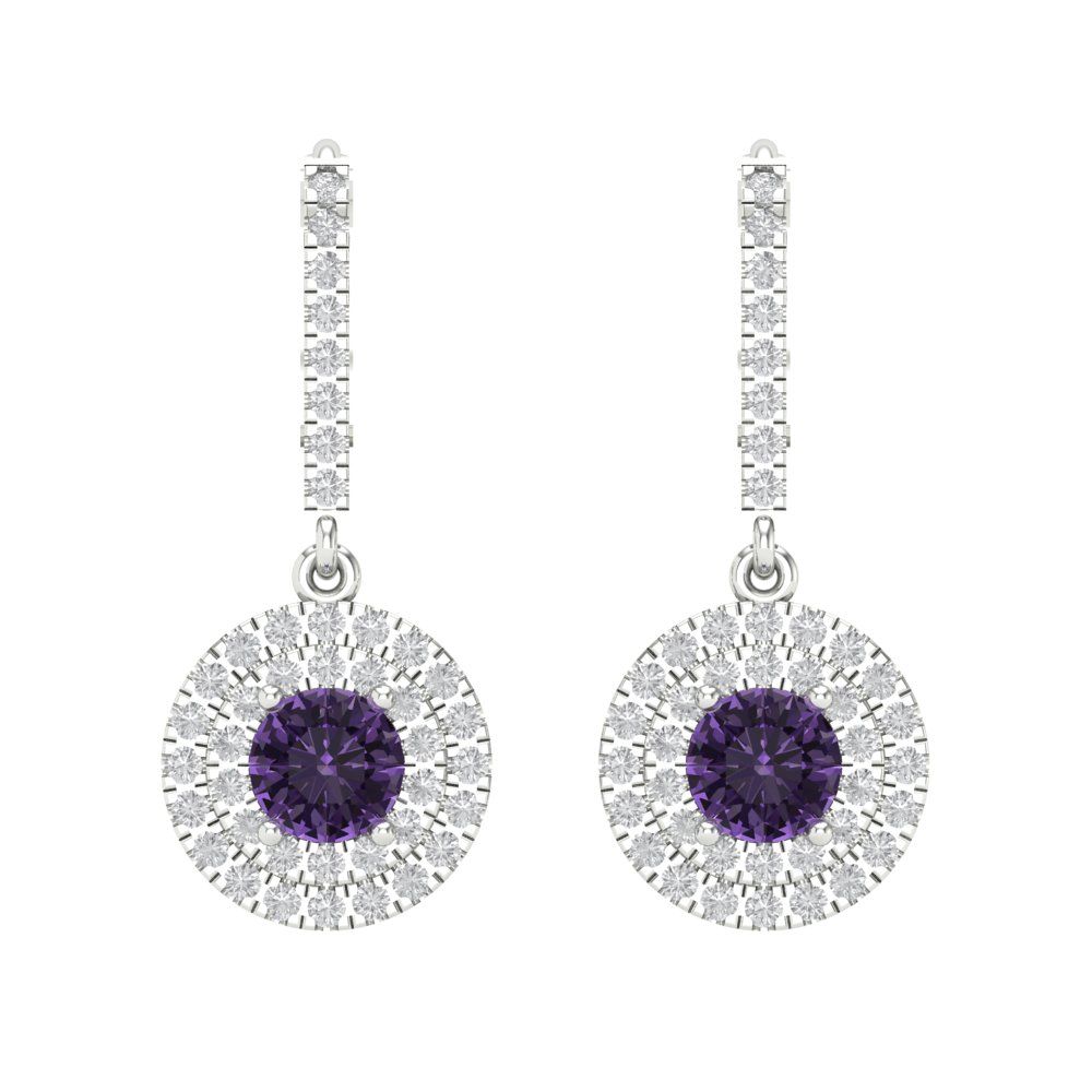 1.63cttw Alexandrite Gold-Plated 925 Silver Lever Back Drop Dangle Earrings