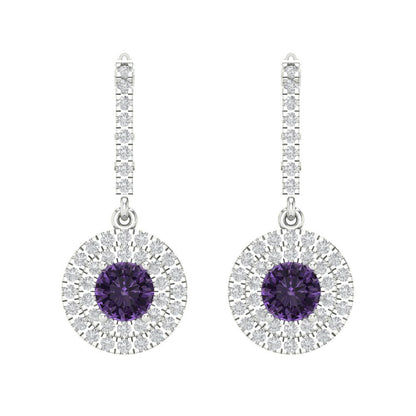 1.63cttw Alexandrite Gold-Plated 925 Silver Lever Back Drop Dangle Earrings