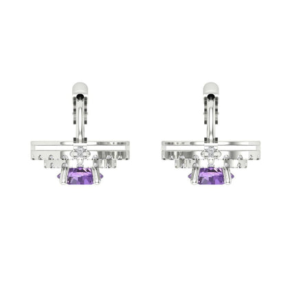 1.63cttw Alexandrite Gold-Plated 925 Silver Lever Back Drop Dangle Earrings