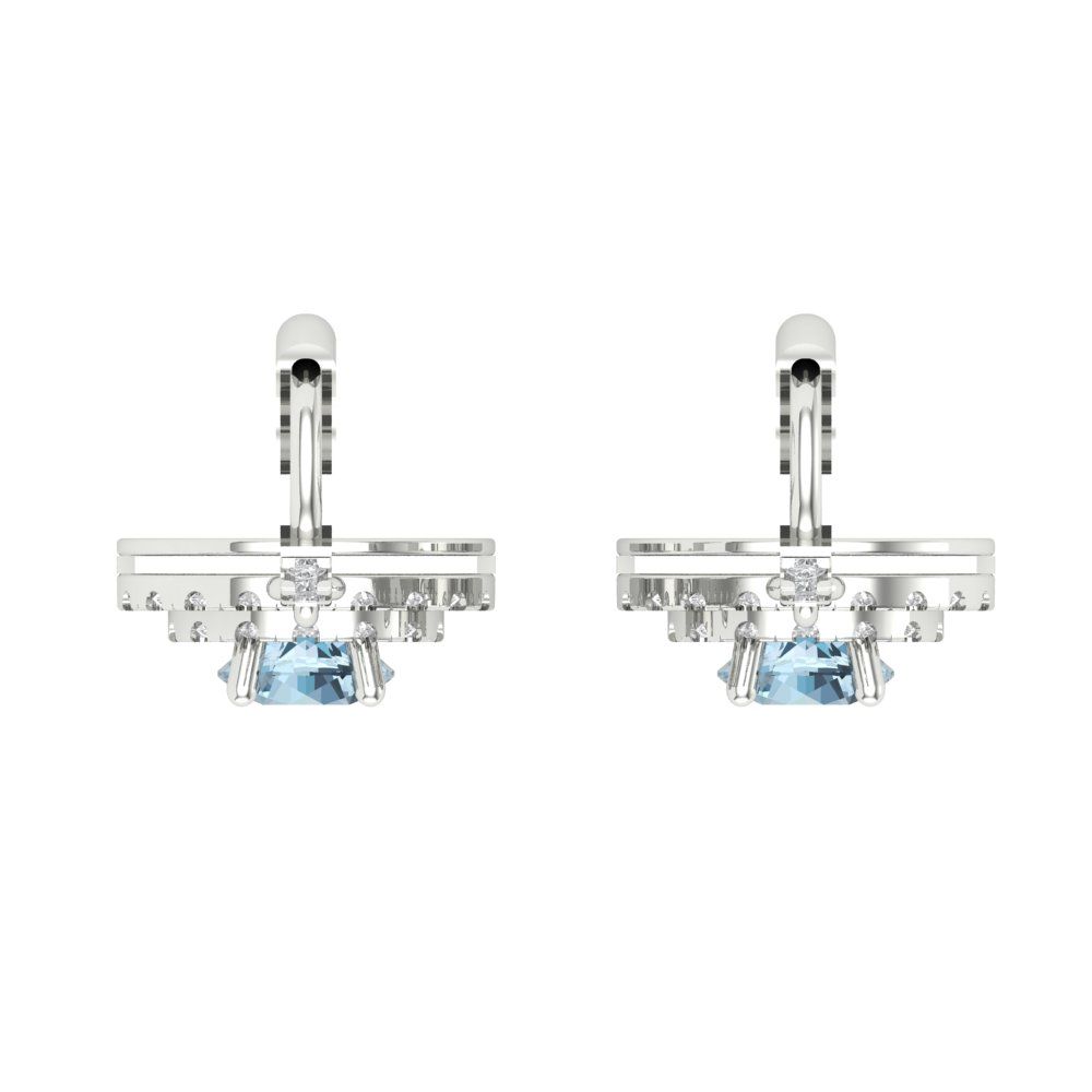 1.63cttw Aquamarine Gold-Plated 925 Silver Lever Back Drop Dangle Earrings