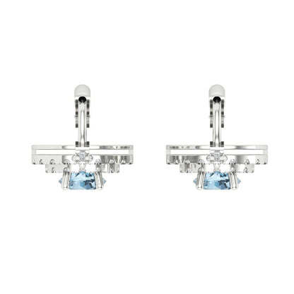1.63cttw Aquamarine Gold-Plated 925 Silver Lever Back Drop Dangle Earrings