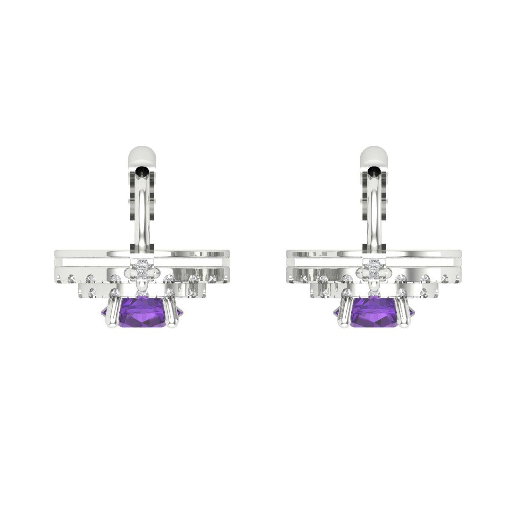 1.63cttw Amethyst Gold-Plated 925 Silver Lever Back Drop Dangle Earrings
