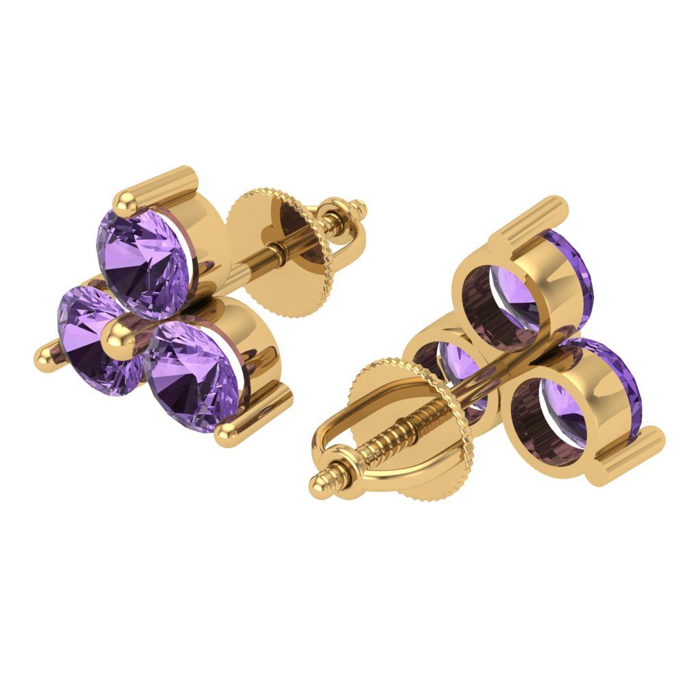 3cttw Alexandrite Gold-Plated 925 Silver Screw Back Stud Earrings