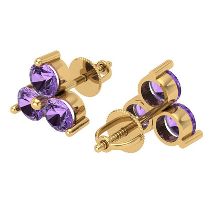3cttw Alexandrite Gold-Plated 925 Silver Screw Back Stud Earrings