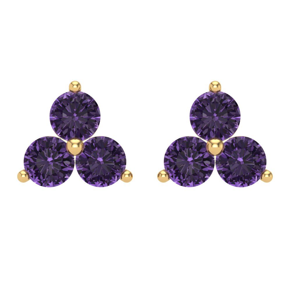 3cttw Alexandrite Gold-Plated 925 Silver Screw Back Stud Earrings