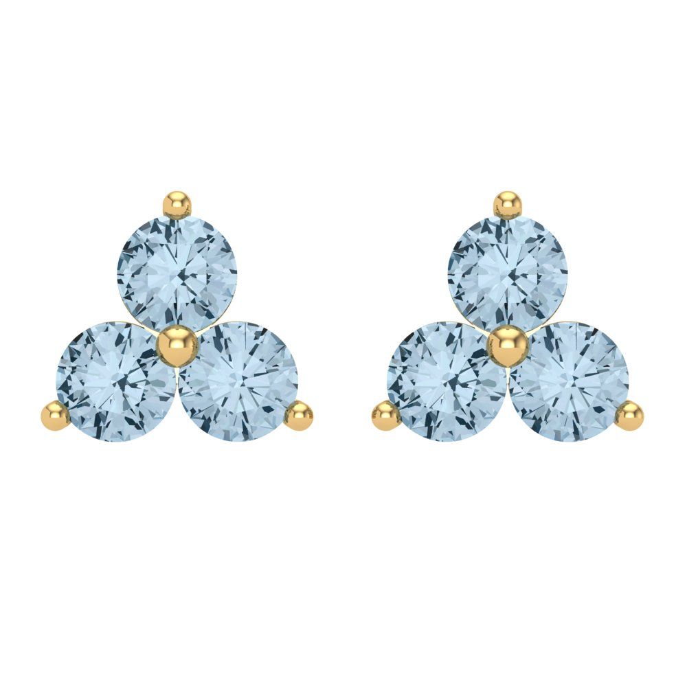 3cttw Aquamarine Gold-Plated 925 Silver Screw Back Stud Earrings