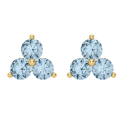 3cttw Aquamarine Gold-Plated 925 Silver Screw Back Stud Earrings
