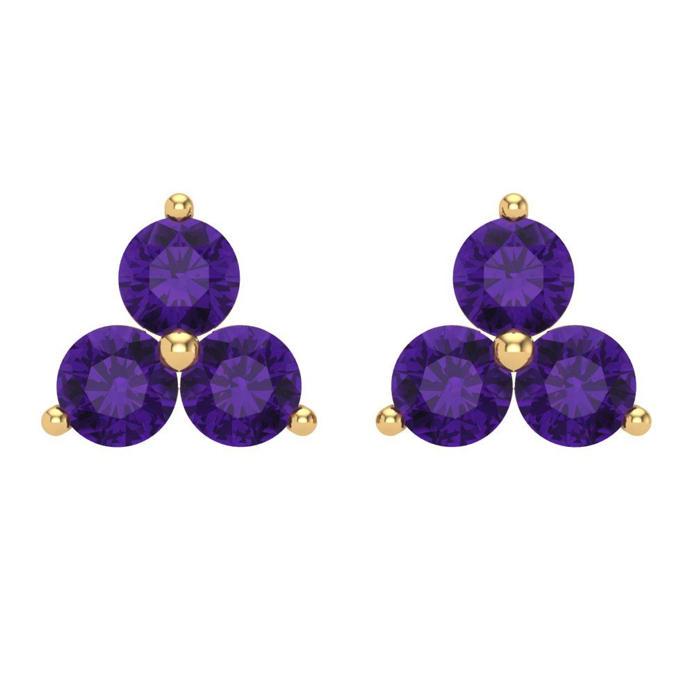 3cttw Amethyst Gold-Plated 925 Silver Screw Back Stud Earrings