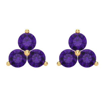 3cttw Amethyst Gold-Plated 925 Silver Screw Back Stud Earrings