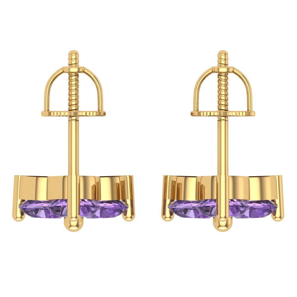 3cttw Alexandrite Gold-Plated 925 Silver Screw Back Stud Earrings