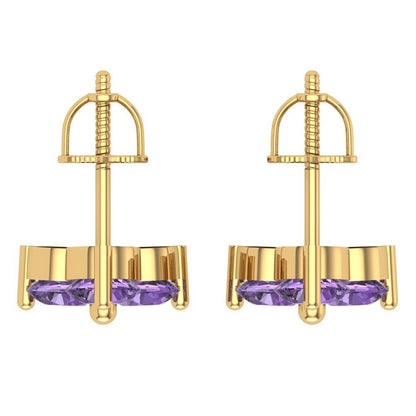 3cttw Alexandrite Gold-Plated 925 Silver Screw Back Stud Earrings
