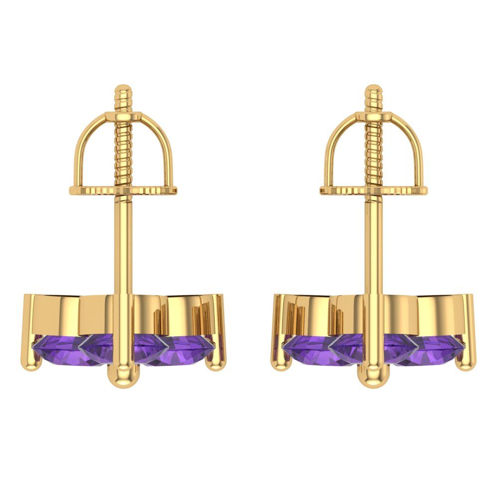 3cttw Amethyst Gold-Plated 925 Silver Screw Back Stud Earrings