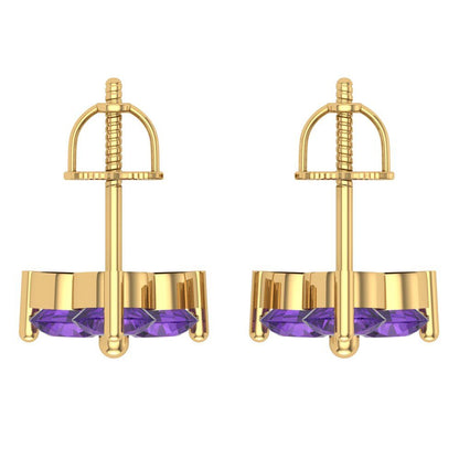 3cttw Amethyst Gold-Plated 925 Silver Screw Back Stud Earrings