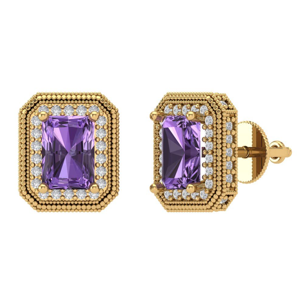 2.44cttw Alexandrite Gold-Plated 925 Silver Screw Back Stud Earrings