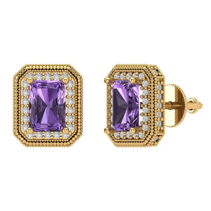 2.44cttw Alexandrite Gold-Plated 925 Silver Screw Back Stud Earrings