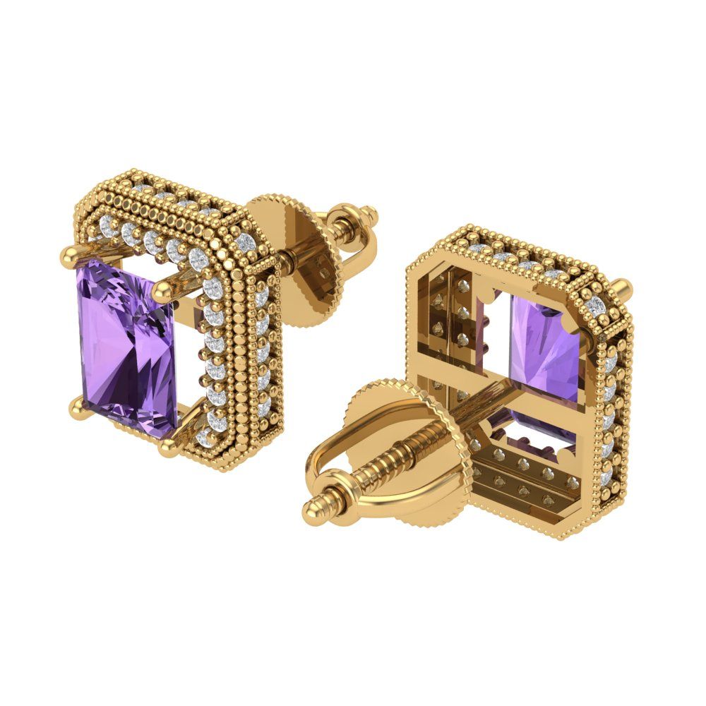 2.44cttw Alexandrite Gold-Plated 925 Silver Screw Back Stud Earrings