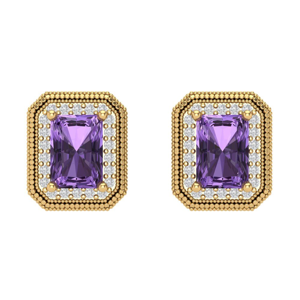 2.44cttw Alexandrite Gold-Plated 925 Silver Screw Back Stud Earrings