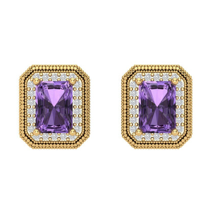 2.44cttw Alexandrite Gold-Plated 925 Silver Screw Back Stud Earrings