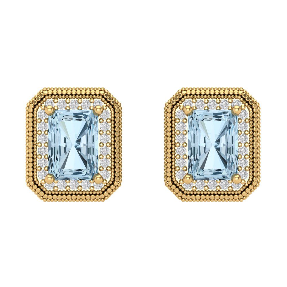 2.44cttw Aquamarine Gold-Plated 925 Silver Screw Back Stud Earrings