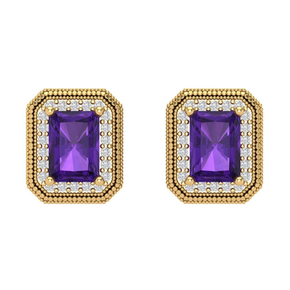 2.44cttw Amethyst Gold-Plated 925 Silver Screw Back Stud Earrings