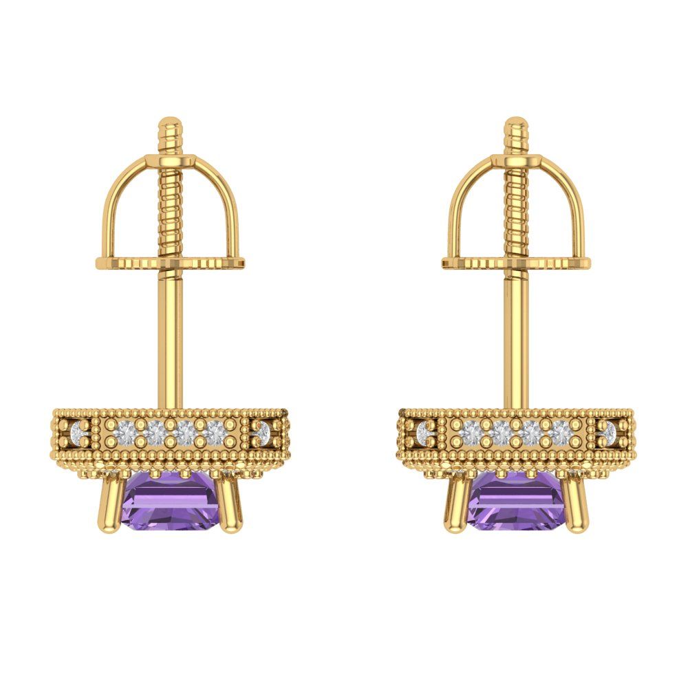 2.44cttw Alexandrite Gold-Plated 925 Silver Screw Back Stud Earrings