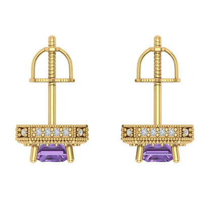 2.44cttw Alexandrite Gold-Plated 925 Silver Screw Back Stud Earrings