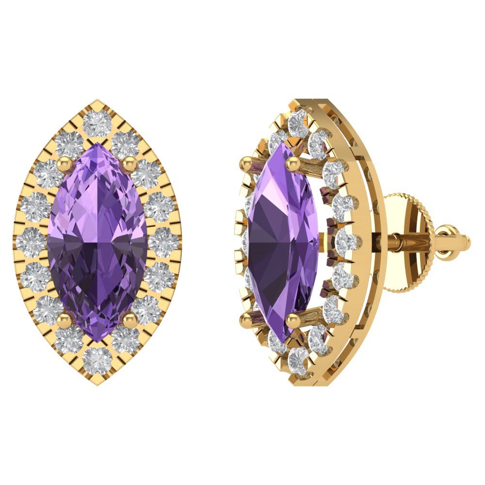 3.8cttw Alexandrite Gold-Plated 925 Silver Screw Back Stud Earrings