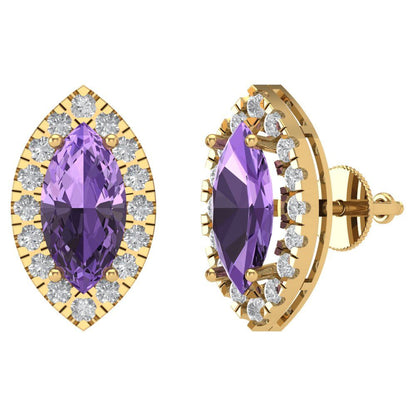 3.8cttw Alexandrite Gold-Plated 925 Silver Screw Back Stud Earrings
