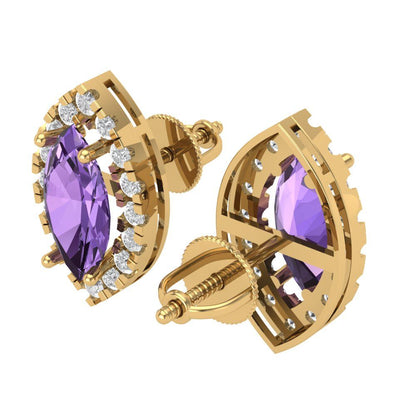 3.8cttw Alexandrite Gold-Plated 925 Silver Screw Back Stud Earrings