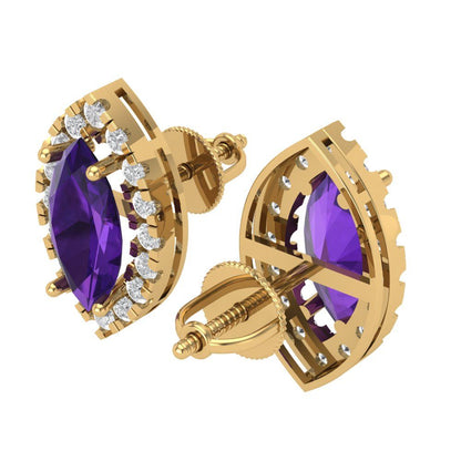 3.8cttw Amethyst Gold-Plated 925 Silver Screw Back Stud Earrings