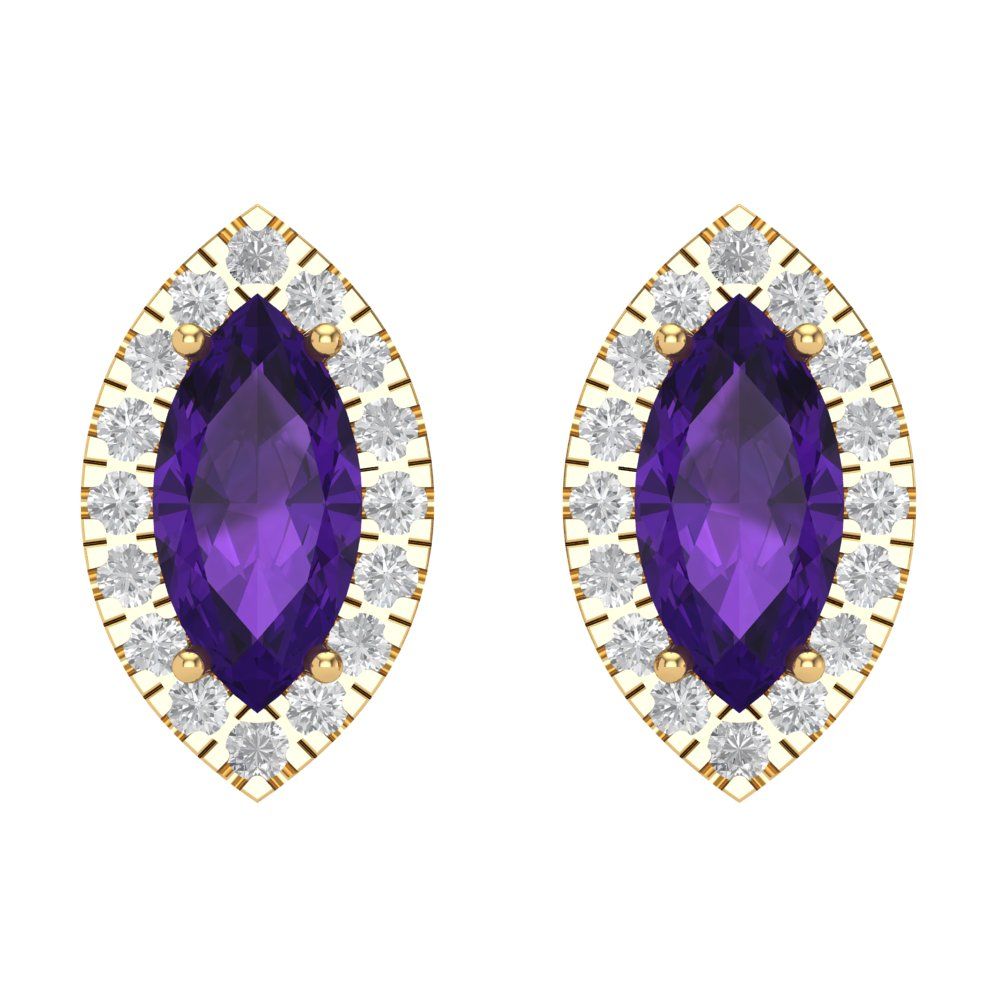 3.8cttw Amethyst Gold-Plated 925 Silver Screw Back Stud Earrings
