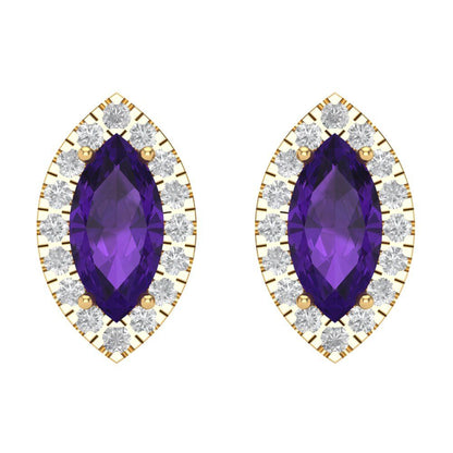 3.8cttw Amethyst Gold-Plated 925 Silver Screw Back Stud Earrings