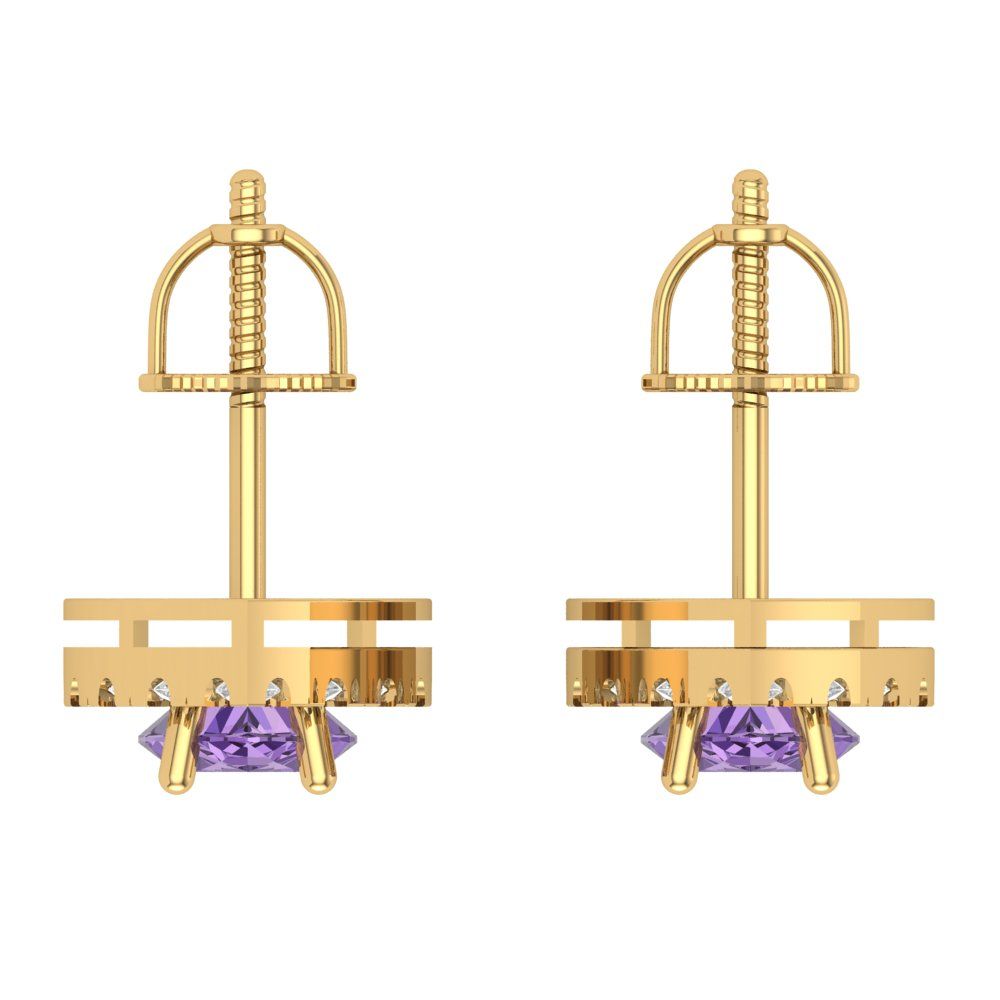 3.8cttw Alexandrite Gold-Plated 925 Silver Screw Back Stud Earrings