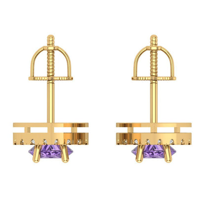 3.8cttw Alexandrite Gold-Plated 925 Silver Screw Back Stud Earrings