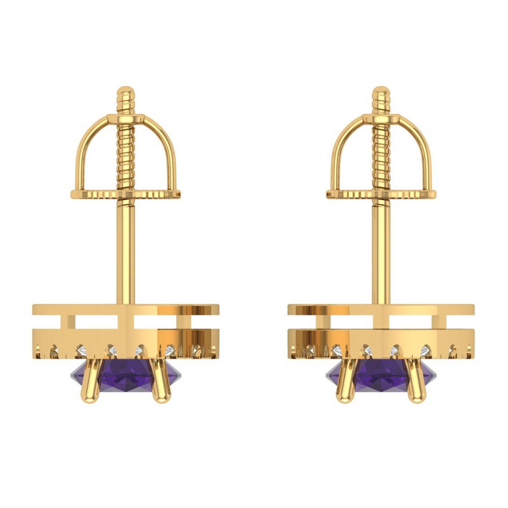 3.8cttw Amethyst Gold-Plated 925 Silver Screw Back Stud Earrings