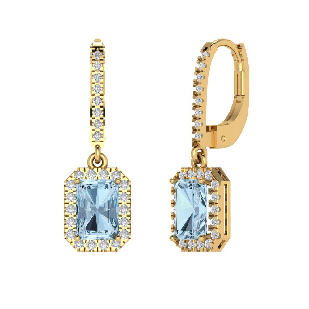 5.8072cttw Aquamarine Gold-Plated 925 Silver Lever Back Drop Dangle Earrings