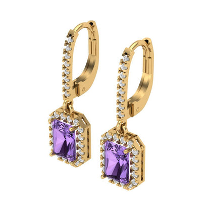 5.8072cttw Alexandrite Gold-Plated 925 Silver Lever Back Drop Dangle Earrings