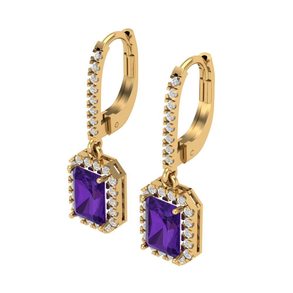 5.8072cttw Amethyst Gold-Plated 925 Silver Lever Back Drop Dangle Earrings