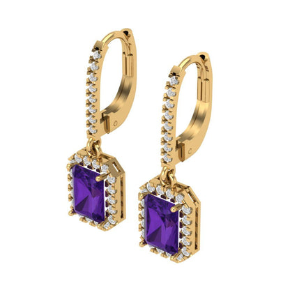 5.8072cttw Amethyst Gold-Plated 925 Silver Lever Back Drop Dangle Earrings