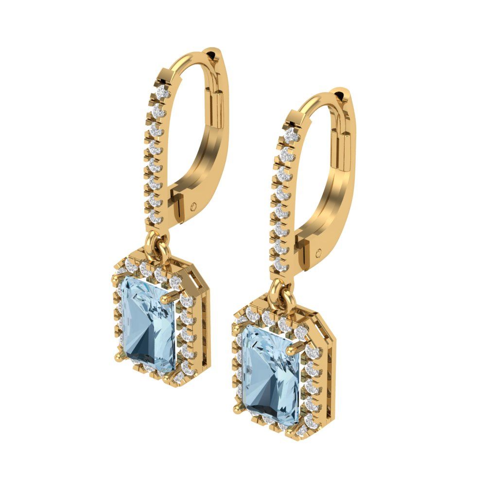 5.8072cttw Aquamarine Gold-Plated 925 Silver Lever Back Drop Dangle Earrings