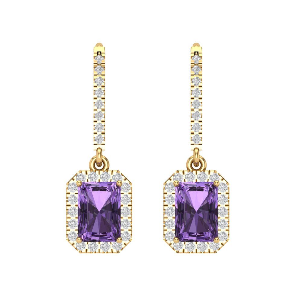 5.8072cttw Alexandrite Gold-Plated 925 Silver Lever Back Drop Dangle Earrings