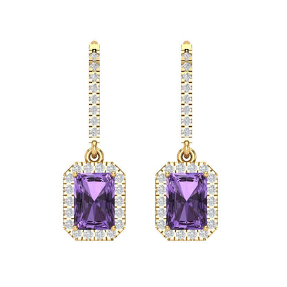 5.8072cttw Alexandrite Gold-Plated 925 Silver Lever Back Drop Dangle Earrings