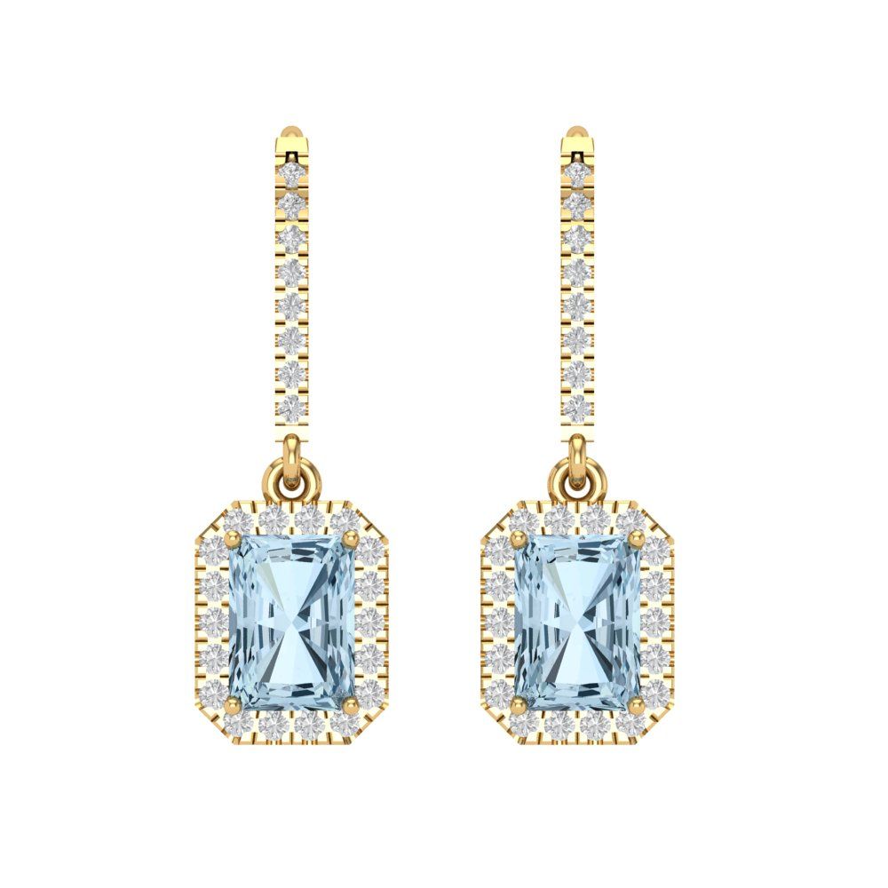 5.8072cttw Aquamarine Gold-Plated 925 Silver Lever Back Drop Dangle Earrings