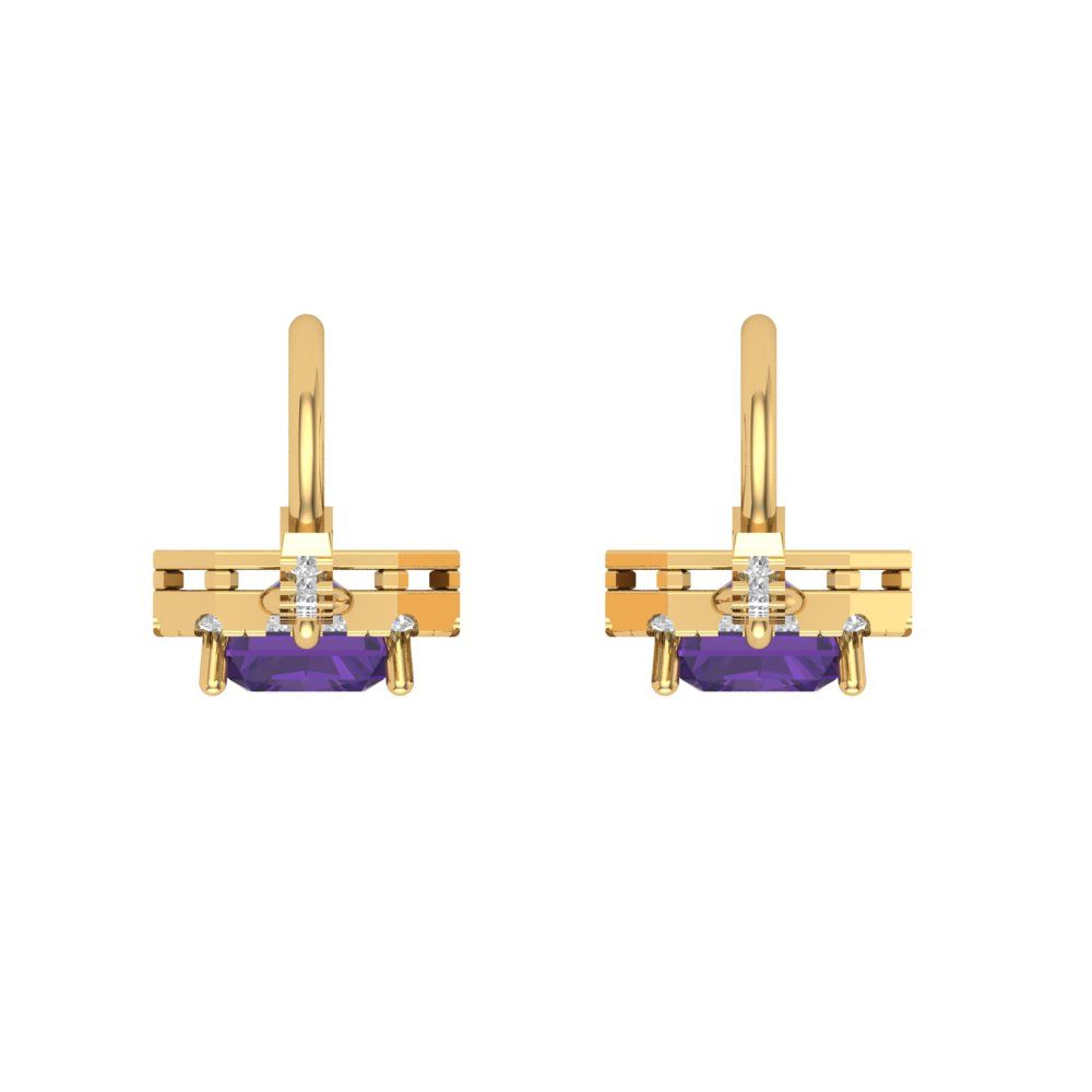 5.8072cttw Amethyst Gold-Plated 925 Silver Lever Back Drop Dangle Earrings
