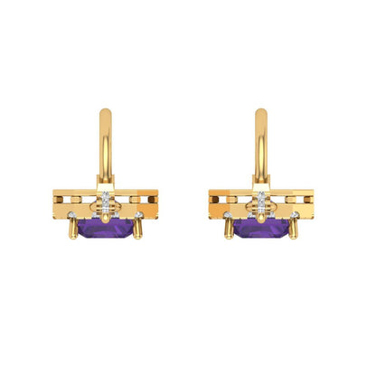 5.8072cttw Amethyst Gold-Plated 925 Silver Lever Back Drop Dangle Earrings